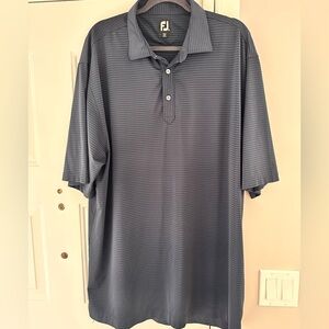 FootJoy Navy Striped Golf Polo Shirt Size XXL– Moisture Wicking Performance